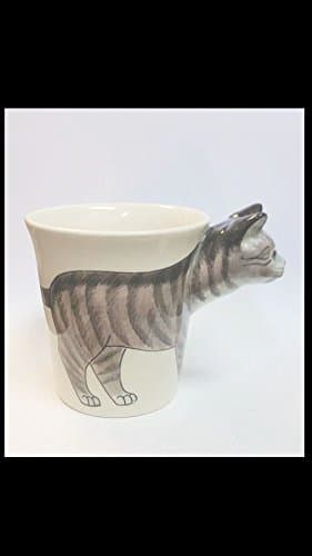 mug - handmade - cat business -grey tiger