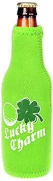 Hat Trick Openers Bottle Cooly Combo with Attached Lucky Charm Logo and Magnetic Ball Marker, Green Neoprene