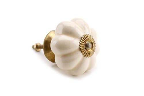 Cream Door Knobs Drawer Pulls Cupboard (Large Cream Floral Melon)