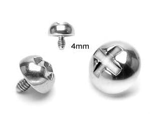 1 X 4mm Dermal Anchor Internally Threaded "Screw Top". Fits into your Dermal Anchor.