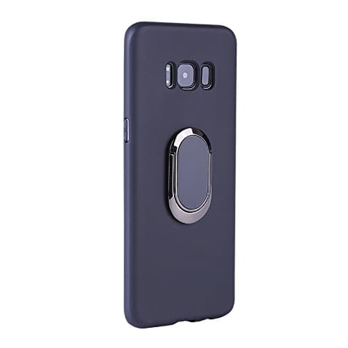Samsung Galaxy S8 Case with 360 Rotating Ring Grip Holder Kickstand Function Magnetic Base, Ultra Slim Thin Hard Scrub Cover with Shockproof Protective for Soft TPU Samsung Galaxy S8（Black）