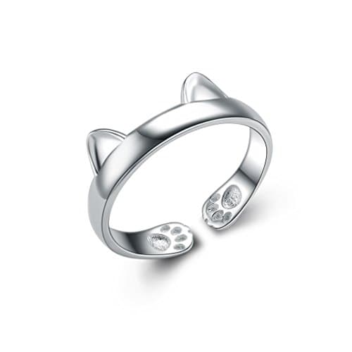 Candira 925 Sterling Silver Fine Open Cat Ears Ring