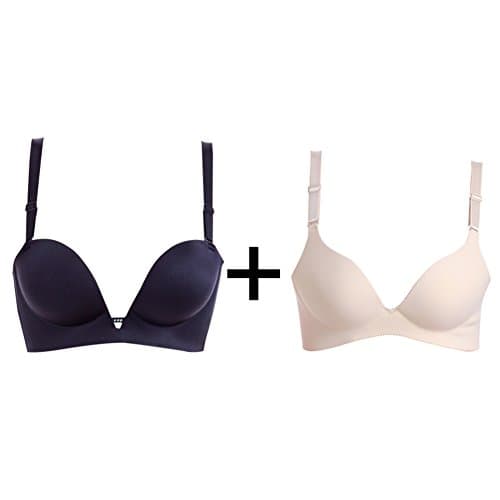 one piece seamless underwear/ small chest deepVassembly bra /mixed two-piece set-D 85A