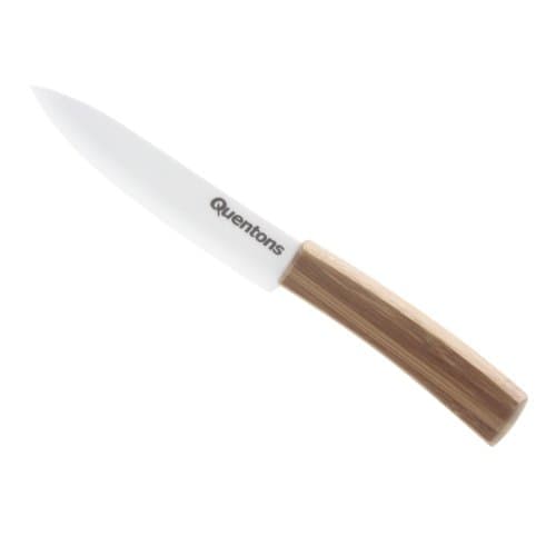 Ceramic Utility Knife, White Blade and Bamboo Grip Handle (Utility 5'' Normal Edge)