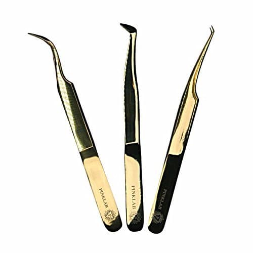 Rev Pro Gold Tweezer/ 3 pack set / Single / Volume/ Isolation/ for Eyelash Extension By PINKLAB