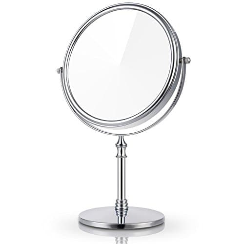 UK Plaque 7X Magnifying Two Sided Vanity Makeup Mirror, Round, Chrome