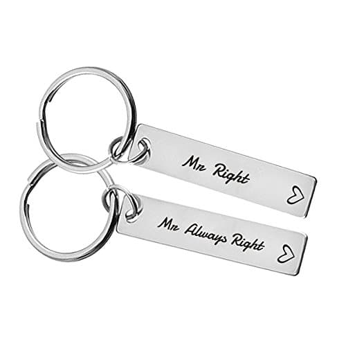 Mr right Mrs Always Right Keychains Set His and Hers Matching Set Gift for Vanlentines Day Wedding Anniversary (2pcs)