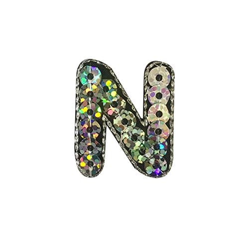 1pcs Alphabet Letter Iron On Sequins Patch Badge Jeans Clothes Applique 26 Alphabet Fabric Applique Sewing Sticker 3cm (N)