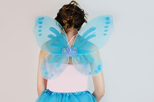 Pixie Fancy Dress Sets - Dress Up Sets - Pixie Wings and Tutu - Fairy Dress Up (Turquoise Blue)