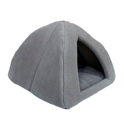 Mixse Pyramid Cat Bed, Pet Igloo with Foam &amp; Removable Mat Condo House for Kitten / Puppy, Brown