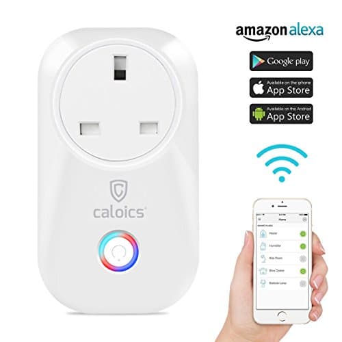WiFi Smart Plug, Caloics Wireless WiFi Socket Compatible with Alexa Remote Voice Control Smart Switch Plug Timer Switch for Electric Household Devices from Anywhere Anytime via Free Android/iOS App