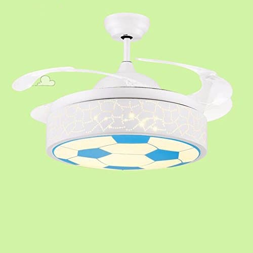 Fan Ceiling Pendant Light Chandelier, LED Light Source Remote Control ABS Fan Blade Football Art Princess Ceiling Light for Baby Room (Size : 36 inch)