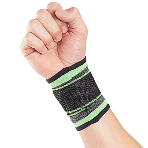 Actesso Sports Wrist Support Strap (Small- Large) - Adjustable Support & Pain Relief from sprains, strains or sports injury including Gym Squash Badminton Tennis & More- Large - Green