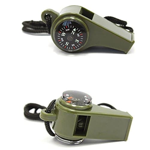 BAITER 3-in-1 Multifunctional Survival Whistle with Compass and Thermometer Outdoor Camping Hiking Emergency Essential Gear (2 Pieces)