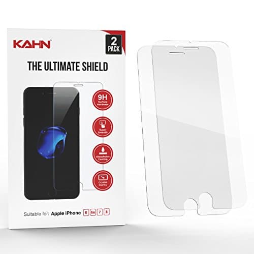 kahn Tempered Glass Screen Protector for Apple iPhone 6, 6s, 7 and 8, Scratch Resistant, Shatterproof, High Touch Sensitivity (Pack of 2)