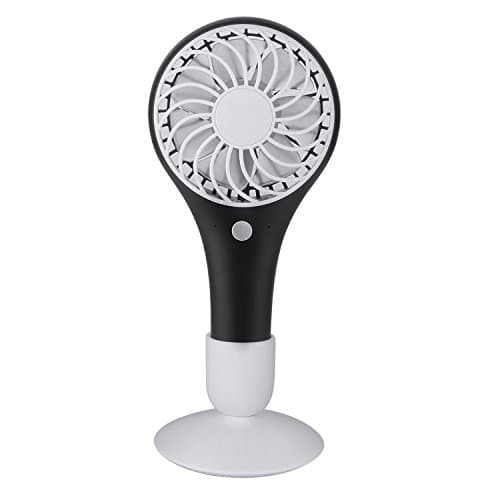 Hltd Portable Handheld Fan 2 Modes Mini USB Cooling Fan with LED Emergency Light &amp; Pedestal,Personal Handle Desktop Fans for Home and Travel (Black)