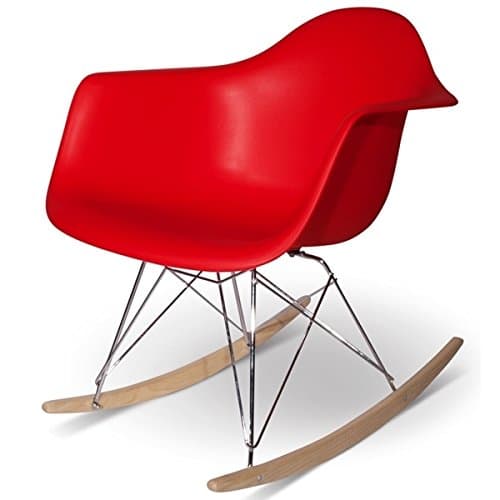Charles Eames Style Red Plastic Retro Rocking Chair