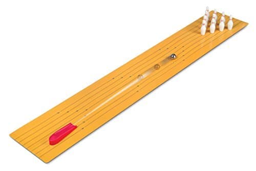 Desktop Miniature Bowling Game Set with Mini Pins Bowling Ball - Tabletop Toy Gaming for Men Women Kids - Bowling Alley Action at Your Home Table Office Desk -Stress Relief Games by Perfect Life Ideas