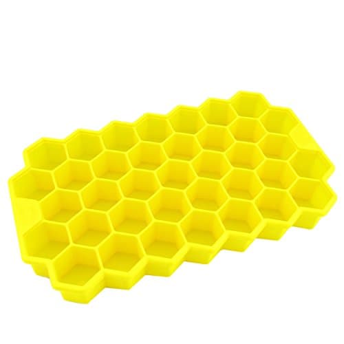 Ice Cube Trays - Premium Quality Soft Silicone Small Ice Tray Mold 37 Small Cubes Perfect for Tumbler Cups and Vacuum Bottles (Yellow)