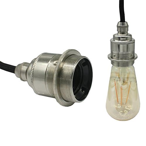 E27 Socket Metal, High-Quality Retro Style Antique Brass Lamp Holder Retro Setting for Pendants and Pendant Light Silver