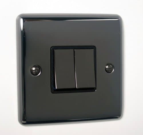 Black Nickel Super Slim 2Gang Light Switch (Definition)