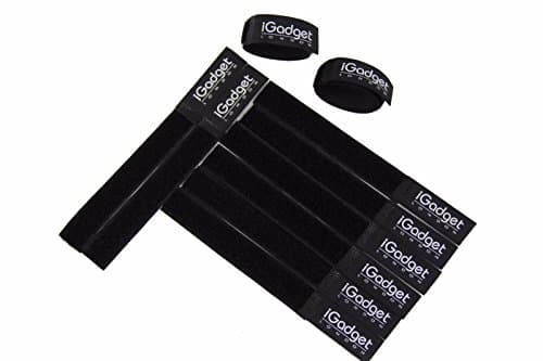 iGADGET® Top rated #1 Heavy Duty Reuseable Hook and Loop Fastener Strap, Hooks and Loops Fastener Tape, Hook & Loop Cable Ties with ideal length to use as Double sided Electrical tape for wire cable tidy 180mm x 20mm - 10 Pack Black