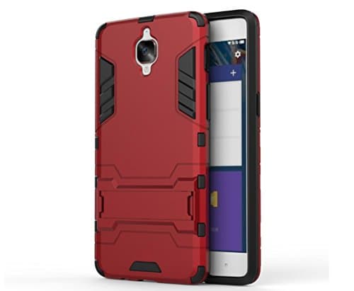Bllosem Huawei Oneplus 3 Case Hybrid Dual Layer PC+TPU Full Body Shock Resistant Armour with Kickstand Function Case for Huawei Oneplus 3 Red