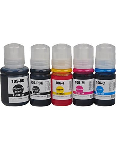 DOREE Compatible Ink Cartridges Replacement Epson T105 For Use With EcoTank ET-7700, EcoTank ET-7750- (1 Black, 1 Photo Black, 1 Cyan, 1 Magenta, 1 Yellow, 5 Pieces)
