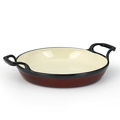 Essenso Grenoble Cast Iron Egg and Omelet Pan with Four-Layer Enamel and Ceramic Coated Interior, Burgundy, 8 Inch