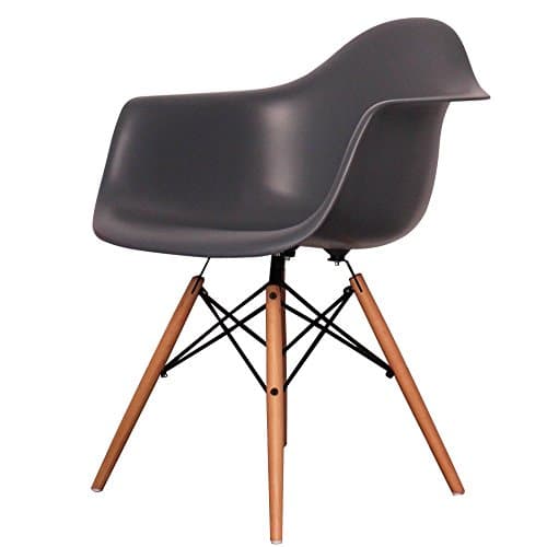 Charles Eames Style Dark Grey Plastic Retro Armchair