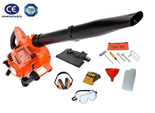 BUKO 26cc 3 in 1 Petrol Leaf Blower, Vacuum, Mulcher &amp; Shredder, 140mph Air Speed- Large 45L Collection bag with Shoulder Strap, 10:1 Shredding Ratio