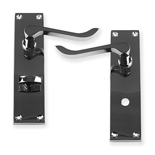 Chrome Door Handles Bathroom Lock Latch Privacy Scroll New