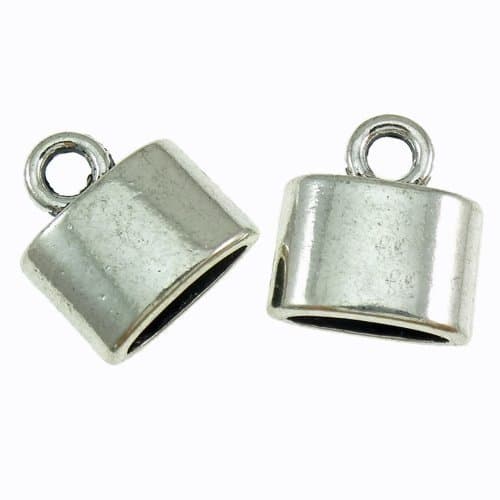 Bacabella 20280 Flat End Caps 10 x 11.5 mm for 3 x 7.5 mm Cord Silver 10 Pieces