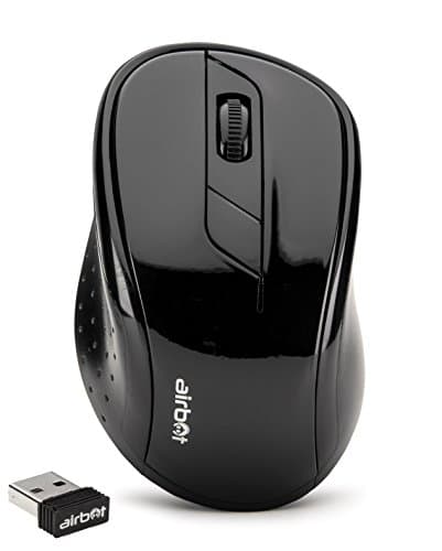 AirBot Wireless Cordless Mouse Mice with 2.4G Mini Nano USB Receiver for PC, Laptop, Microsoft Pro, Office &amp; Home Computer Mouse Mice With Long Lasting Battery Life and Auto Sleeping Design (Black)