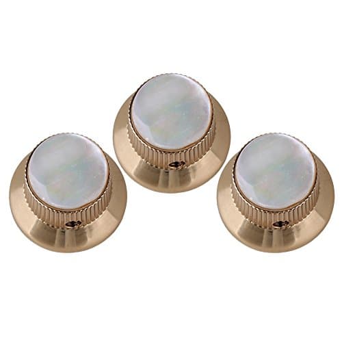Yibuy Gold Shell Pearl Top Hat Metal Knobs for Electric Guitar 6.5mm Diameter Pack of 3