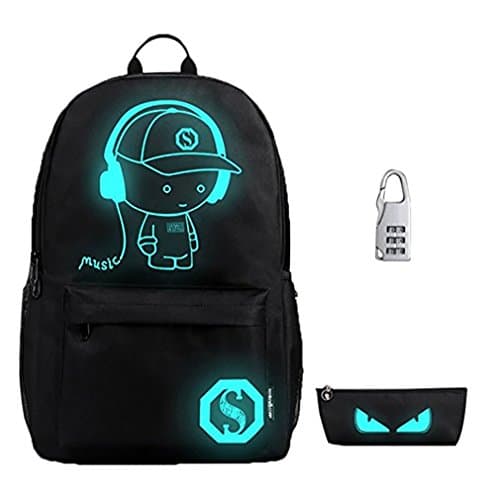 Cool Boys School Backpack Luminous School Bag Music Boy Backpack (Large)