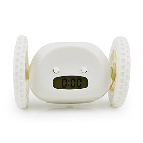 White Clocky Runaway Alarm Clock Running Clocky on Wheels Creative Gift for Heavy Sleepers
