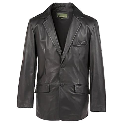 728: Leather Blazer Black, XL, Black