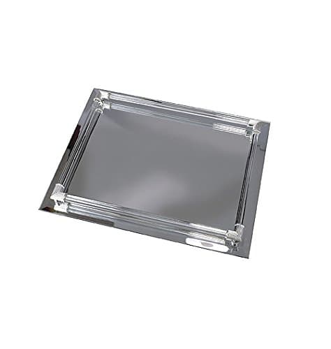 Harry D Koenig Rectangular Mirrored Vanity Tray with Glass Gallery Rods
