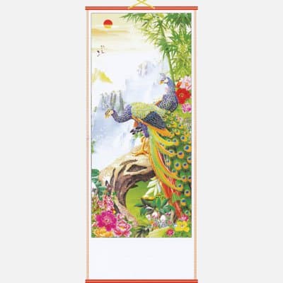 Bamboo Peacocks Chinese Scroll by Asia Dragon