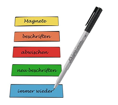 150 write-on magnetic strip with pen, different colours, 100 x 30 mm