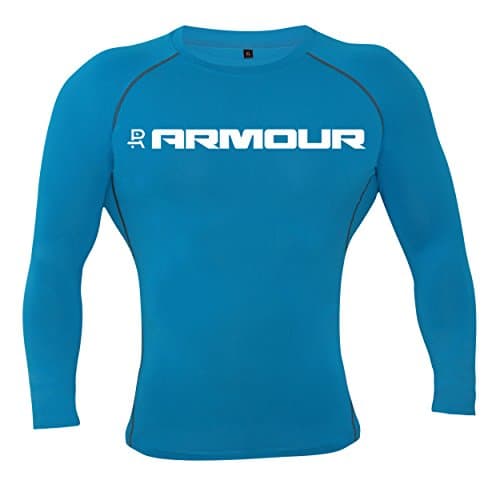 Raw Armour unisex long sleeve running &amp; exercise compression base layer top (Blue, Small)