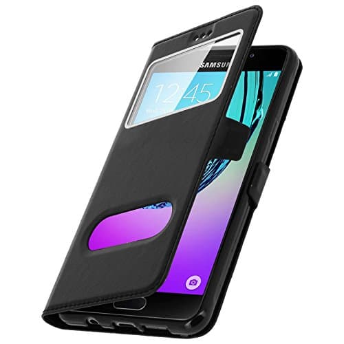 CEKA TECH® Samsung Galaxy A5 (2017) Case Cover Magnetic View with Leather Case Shell Cover and Stand for Samsung Galaxy A5 (2017) - Black