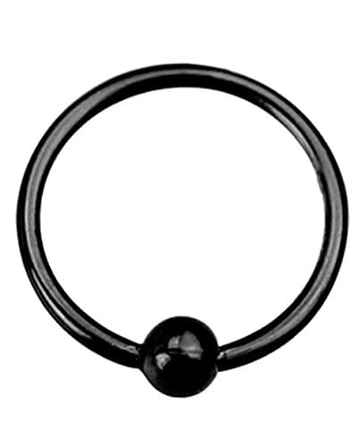 Ear or Nose Ring, Black PVD Coated. Open Ring With Ball. Choose your size. H36 (8mm)
