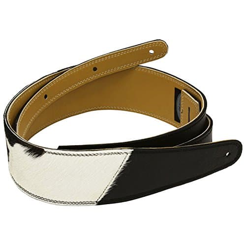 Pete Schmidt Handcrafted Leather Guitar Strap - Two-Tone: Black with B&amp;W Hair on Hide