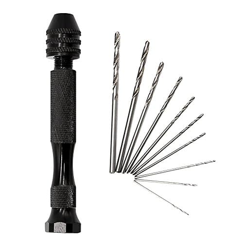 MINHER Mini Hand Drill Bits Precision Pin Vise Woodworking Hand Drill for Model Jewelry Walnut Amber Beeswax Olive Nut & 10PCs spiral drill bits 0.5-2.MM