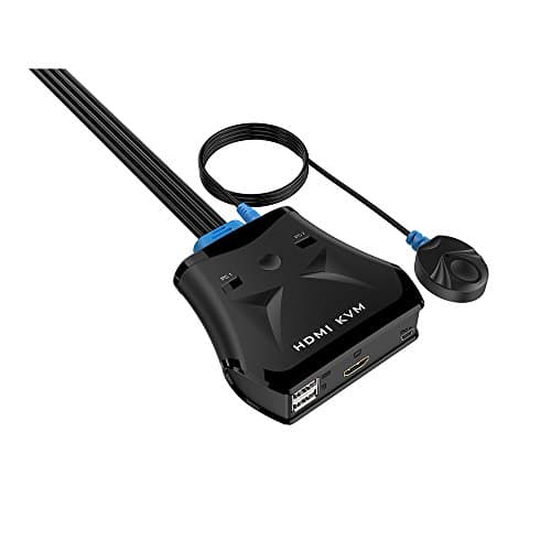 XOLORspace 7M102H 2 port HDMI KVM Switch with embedded Cable for keybord mouse supports 4K 24hz Selectable by push button and desktop controller