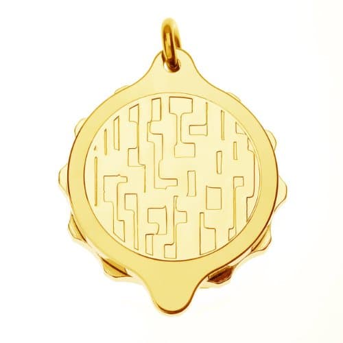 Gold Plated Sos Talisman Pendant - Modern Design