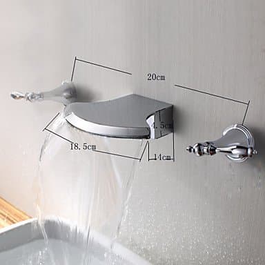 HZZymj-Mediterranean Beach Style Widespread Waterfall with Ceramic Valve Two Handles Three Holes for Chrome , Bathroom Sink Faucet