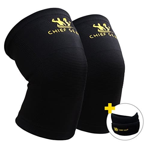 Knee Compression Sleeves (1 Pair) with Free 1 Patella Knee Brace By Chief Gear- Knee Support &amp; Compression, Protects Patella, Fast Recovery &amp; Pain Relief- Both Women &amp; Men